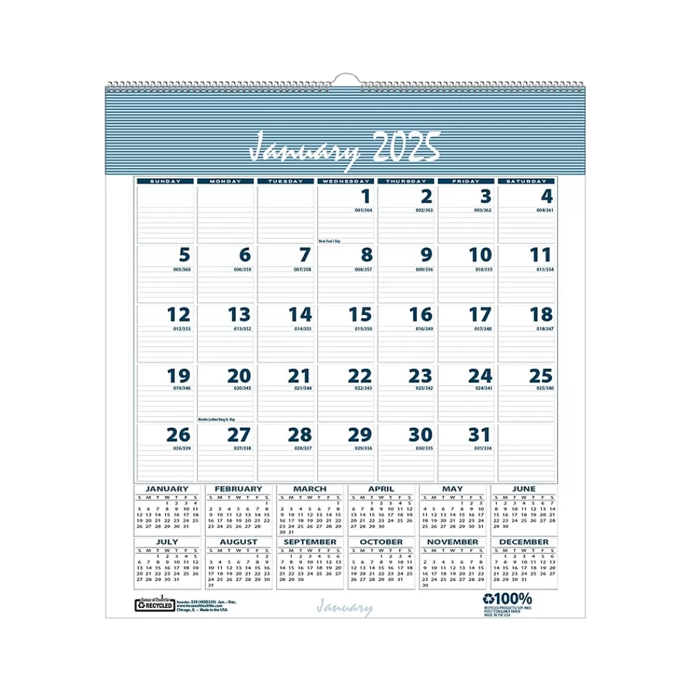 House of Doolittle 2025 Calendars<2025 Bar Harbor 6" x 7" Monthly Wall Calendar, White/Blue (330-25)