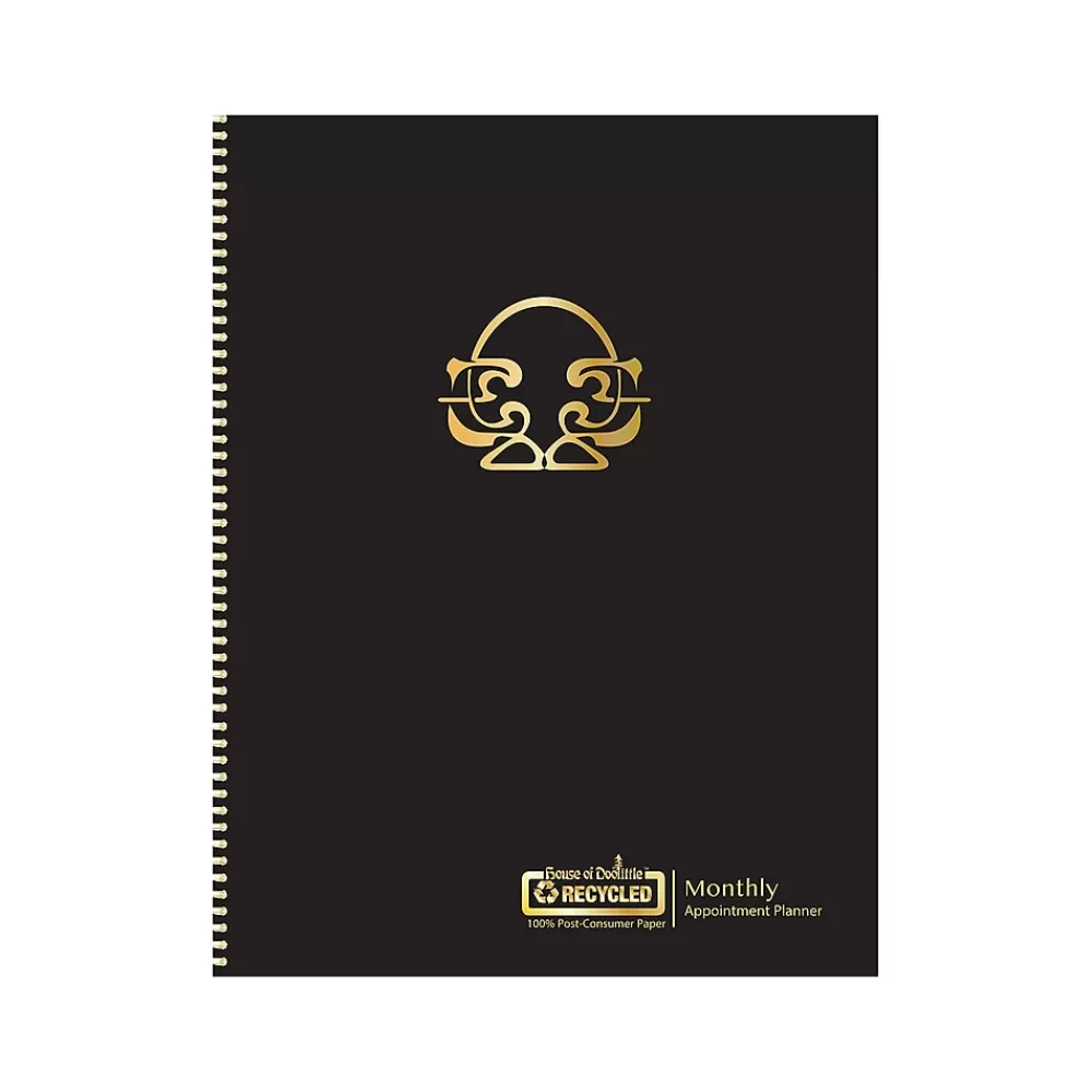 House of Doolittle 2025 Planners<2025 Deco Days 8.5" x 11" Monthly Calendar Planner, Faux Leather Cover, Black/Gold (29102-25)