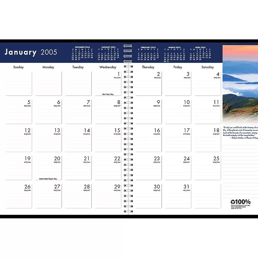 House of Doolittle 2025 Planners<2025 Earthscapes 8.5" x 11" Monthly Planner, Leatherette Cover, Black (26402-25)