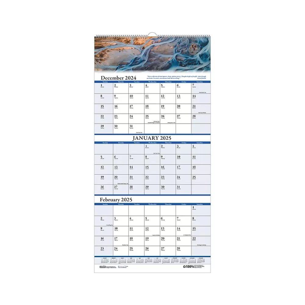 House of Doolittle 2025 Calendars<2025 Earthscapes 8" x 17" Three-Month Wall Calendar (3636-25)