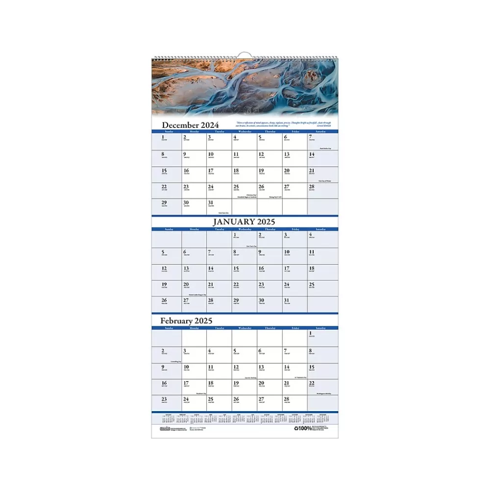 House of Doolittle 2025 Calendars<2025 Earthscapes Scenic 12.25" x 26" Three-Month Wall Calendar (3638-25)