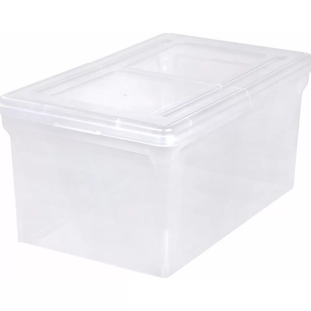 Iris File Storage<Plastic File Box with Attached Flip Top Lid, Letter Size, Clear, 5/Pack (139921)