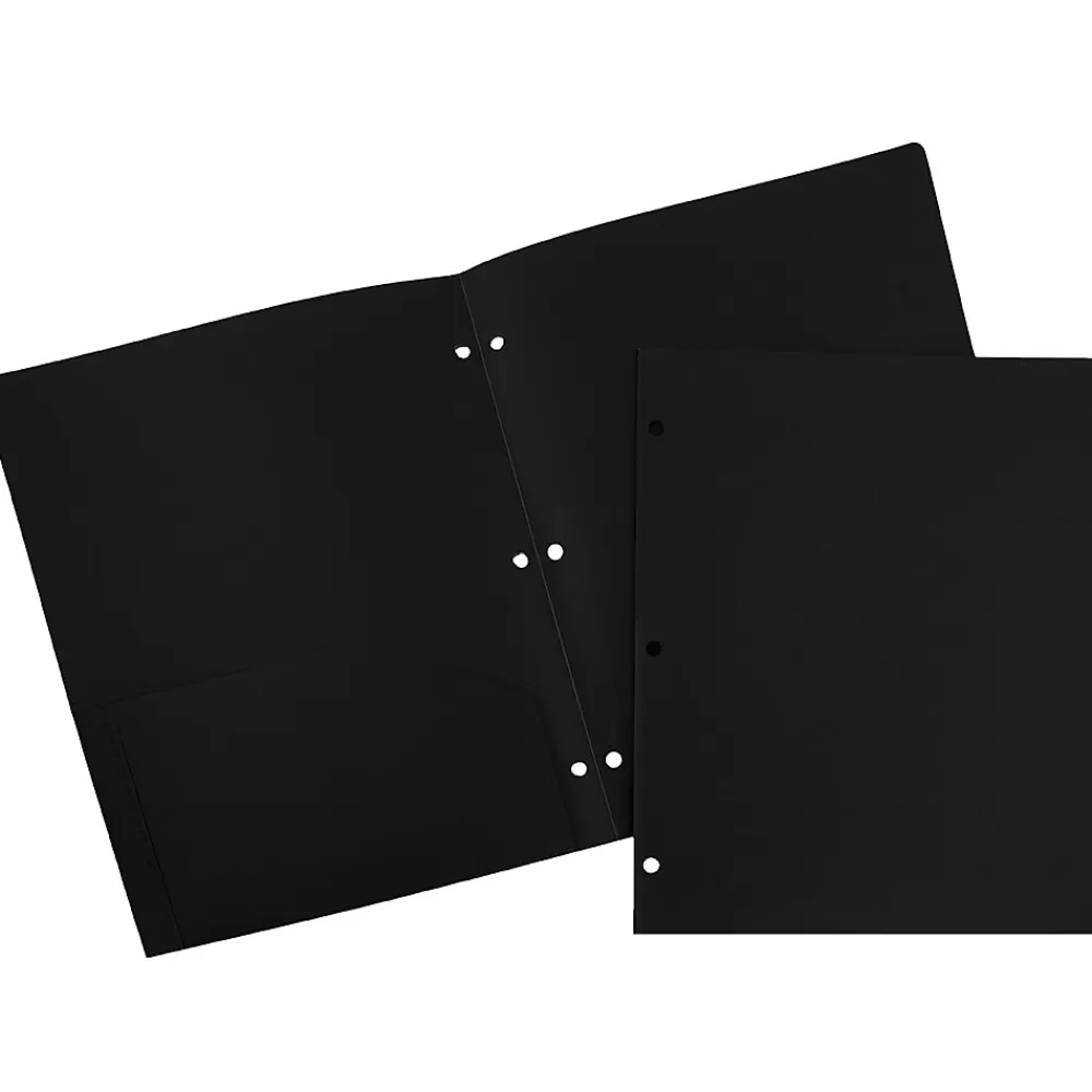 JAM Paper Pocket Folders<Heavy Duty 3 Hole Punch Two-Pocket Plastic Folders, , 108/Pack (383HHPBUA)