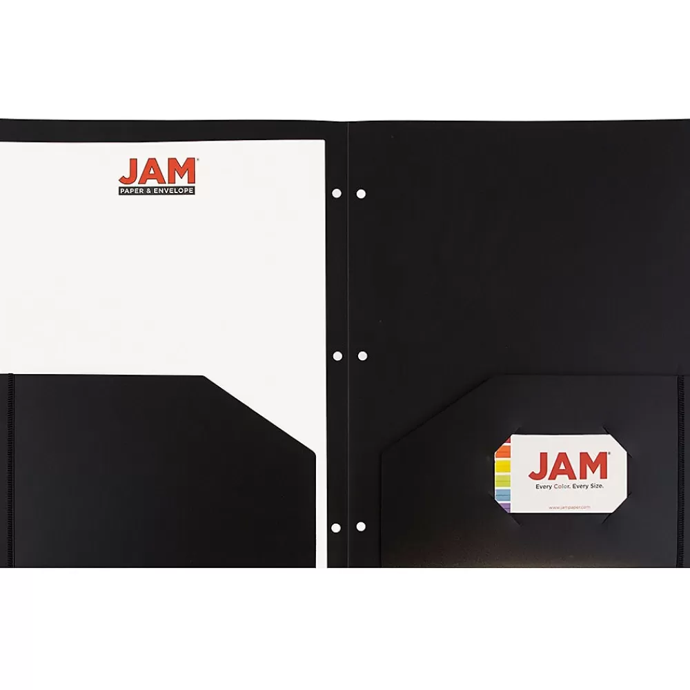 JAM Paper Pocket Folders<Heavy Duty 3 Hole Punch Two-Pocket Plastic Folders, , 108/Pack (383HHPBUA)