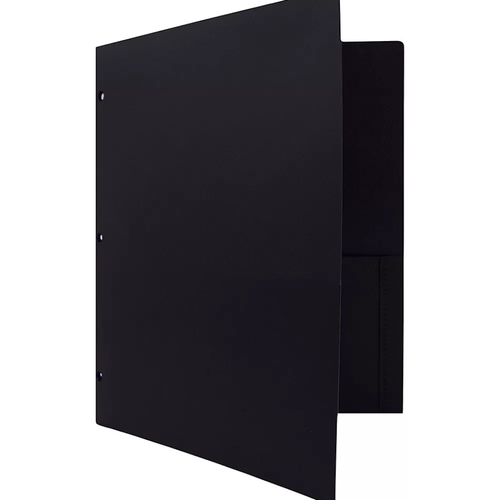 JAM Paper Pocket Folders<Heavy Duty 3 Hole Punch Two-Pocket Plastic Folders, , 108/Pack (383HHPBUA)