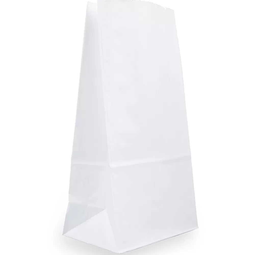 JAM Paper Lunch Totes & Water Bottles<Kraft Lunch Bags, Large, 6" x 11" x 3.5", White, Bulk 500 Bags/Box (692KRWHB)