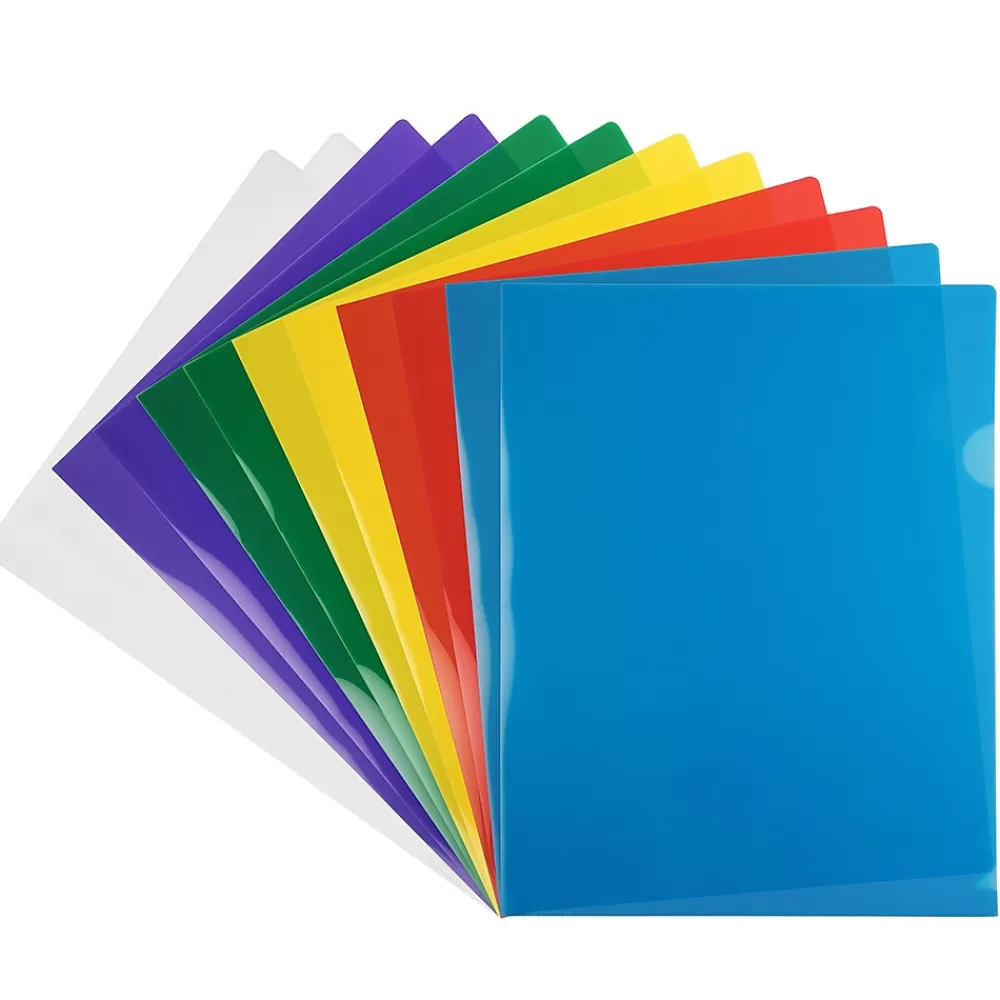 JAM Paper Sheet Protectors<Plastic Sleeves, 9" x 12", Assorted Colors, 12/Pack (380SASST)