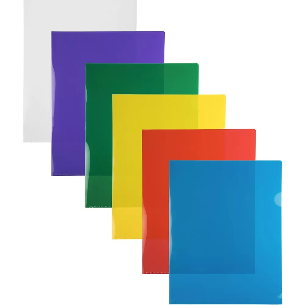 JAM Paper Sheet Protectors<Plastic Sleeves, 9" x 12", Assorted Colors, 12/Pack (380SASST)
