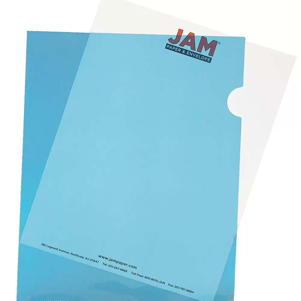 JAM Paper Sheet Protectors<Plastic Sleeves, 9" x 12", Blue, 12/Pack (2226316987)