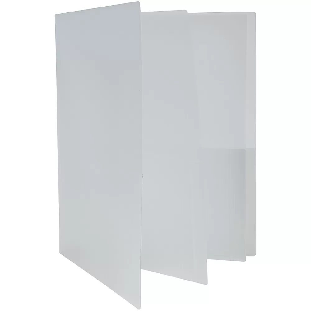 JAM Paper Pocket Folders<6-Pocket Heavy Duty Plastic Folders, Clear, 2/Pack (389MP6cl)