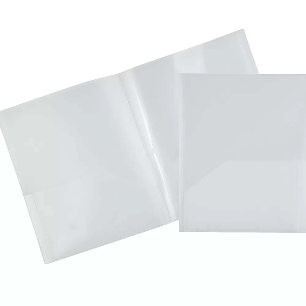 JAM Paper Pocket Folders<6-Pocket Heavy Duty Plastic Folders, Clear, 2/Pack (389MP6cl)