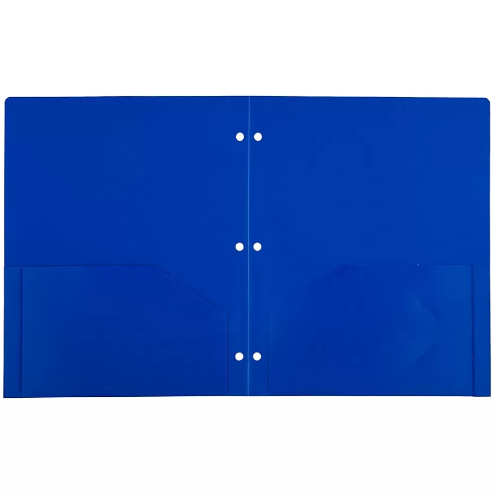 JAM Paper Pocket Folders<2-Pocket Plastic Folders, Multicolored, Assorted Primary Colors, 6/Pack (382EHPASTPR)