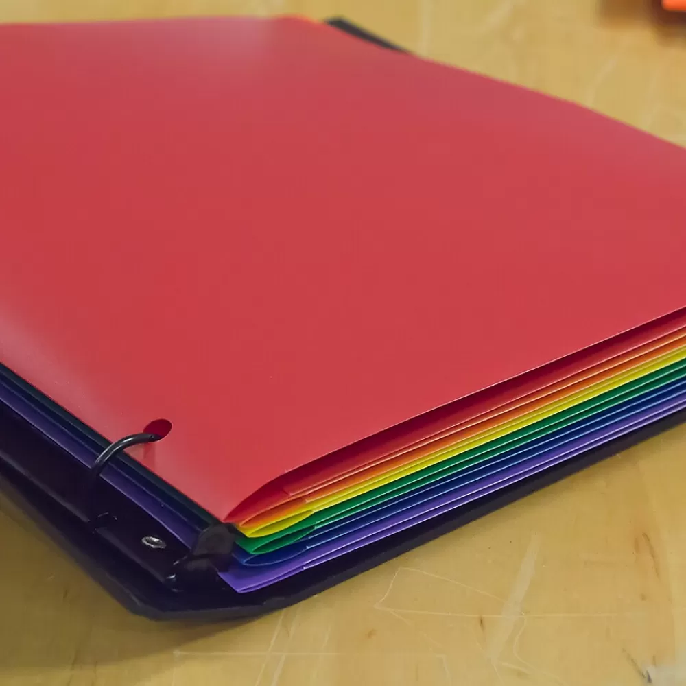 JAM Paper Pocket Folders<2-Pocket Plastic Folders, Multicolored, Assorted Primary Colors, 6/Pack (382EHPASTPR)