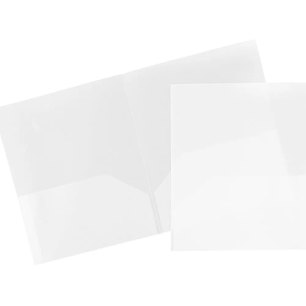 JAM Paper Pocket Folders<POP 2-Pocket Plastic Presentation Folder, Clear, 6/Pack (382ECLDD)