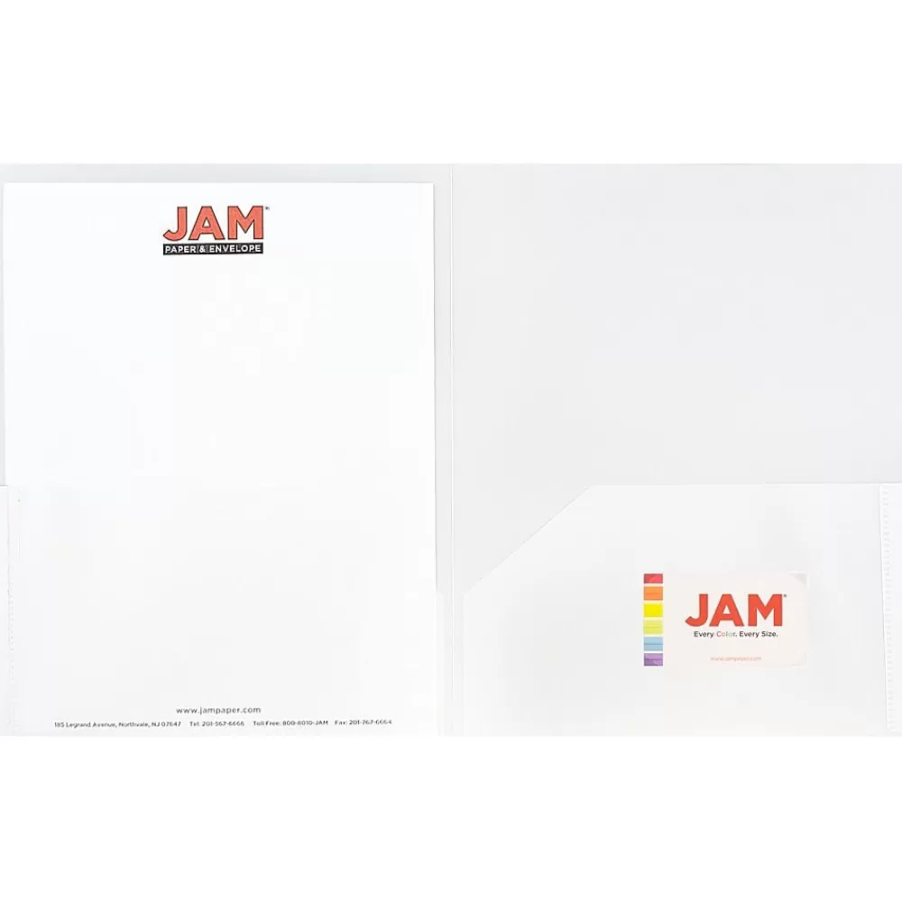 JAM Paper Pocket Folders<POP 2-Pocket Plastic Presentation Folder, Clear, 6/Pack (382ECLDD)