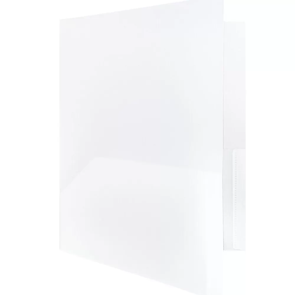 JAM Paper Pocket Folders<POP 2-Pocket Plastic Presentation Folder, Clear, 6/Pack (382ECLDD)
