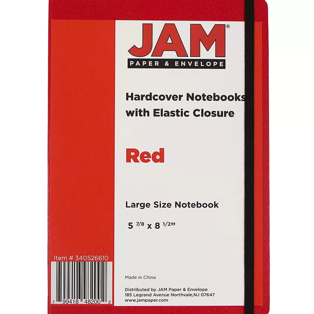 JAM Paper Notebooks<1-Subject Pocket Notebook, 5.875" x 8.5", Narrow Ruled, 100 Sheets, Red (340526610)