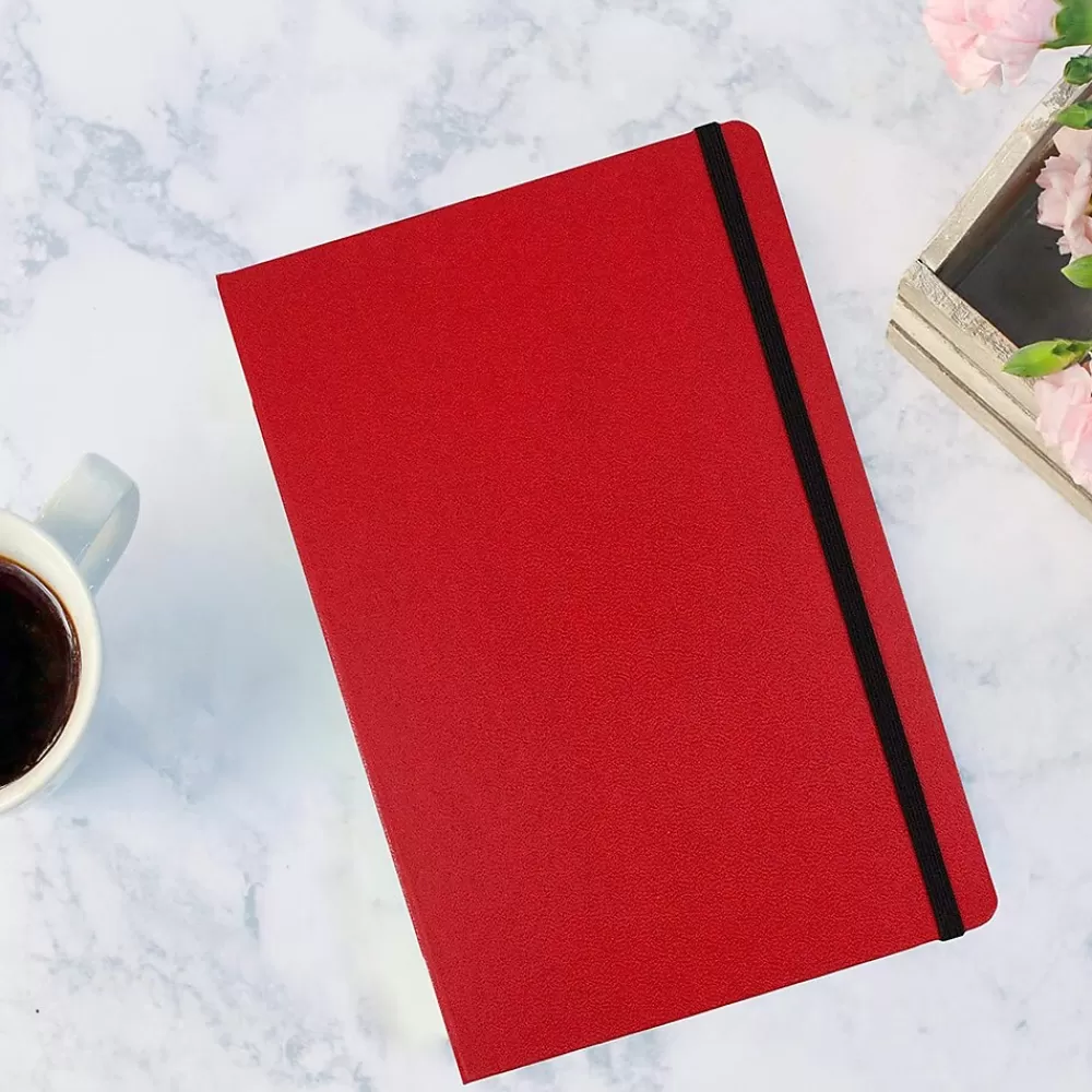 JAM Paper Notebooks<1-Subject Pocket Notebook, 5.875" x 8.5", Narrow Ruled, 100 Sheets, Red (340526610)