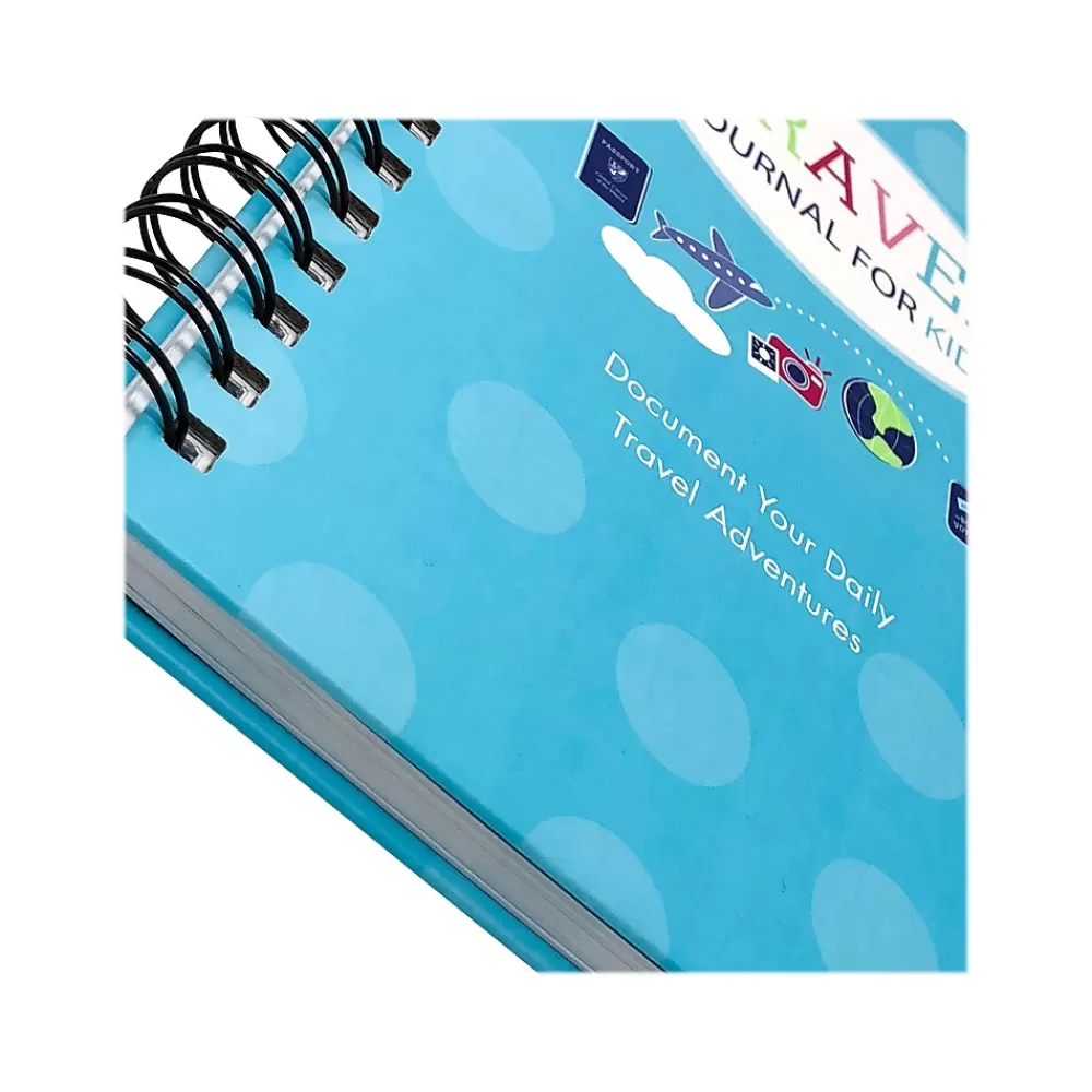 Kahootie Co. Journals<Travel Journal For Kids Hardcover Journal, 5.5" x 8.5", Wide Ruled, Blue/Teal, 60 Pages (TRAVTB-H)