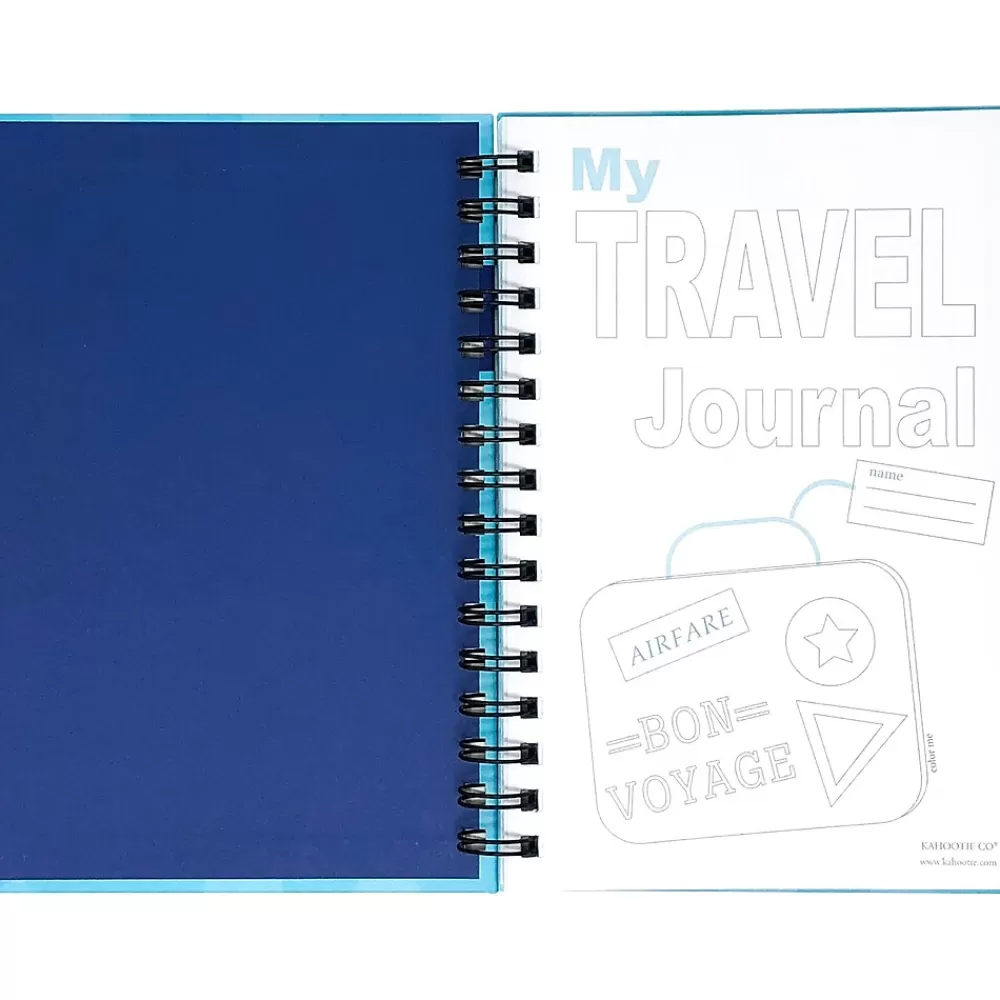 Kahootie Co. Journals<Travel Journal For Kids Hardcover Journal, 5.5" x 8.5", Wide Ruled, Blue/Teal, 60 Pages (TRAVTB-H)