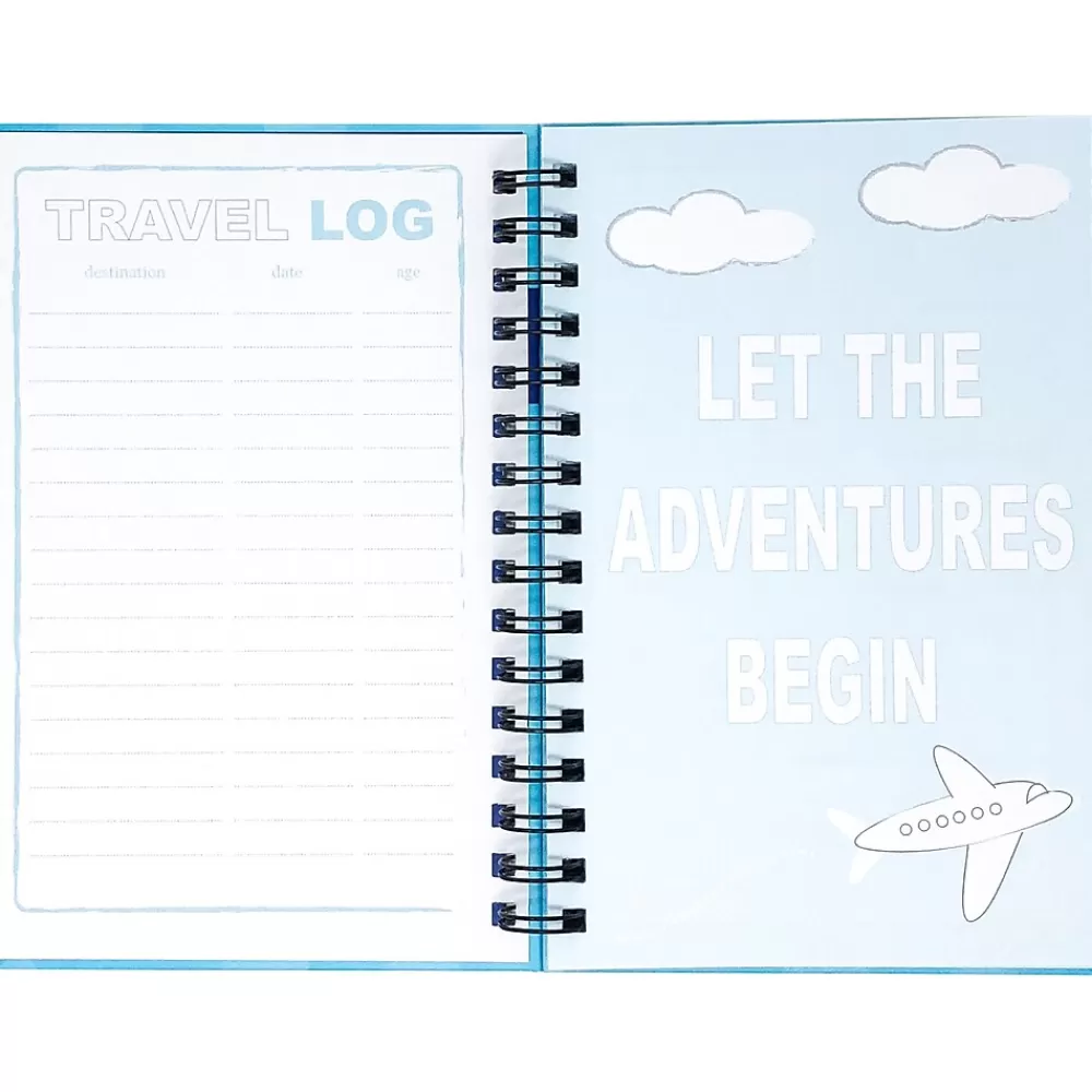 Kahootie Co. Journals<Travel Journal For Kids Hardcover Journal, 5.5" x 8.5", Wide Ruled, Blue/Teal, 60 Pages (TRAVTB-H)