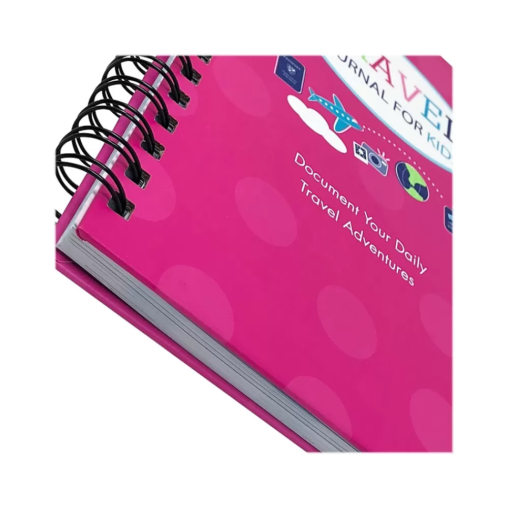 Kahootie Co. Journals<Travel Journal For Kids Hardcover Journal, 5.5" x 8.5", Wide Ruled, Pink, 60 Pages (TRAVP-H)