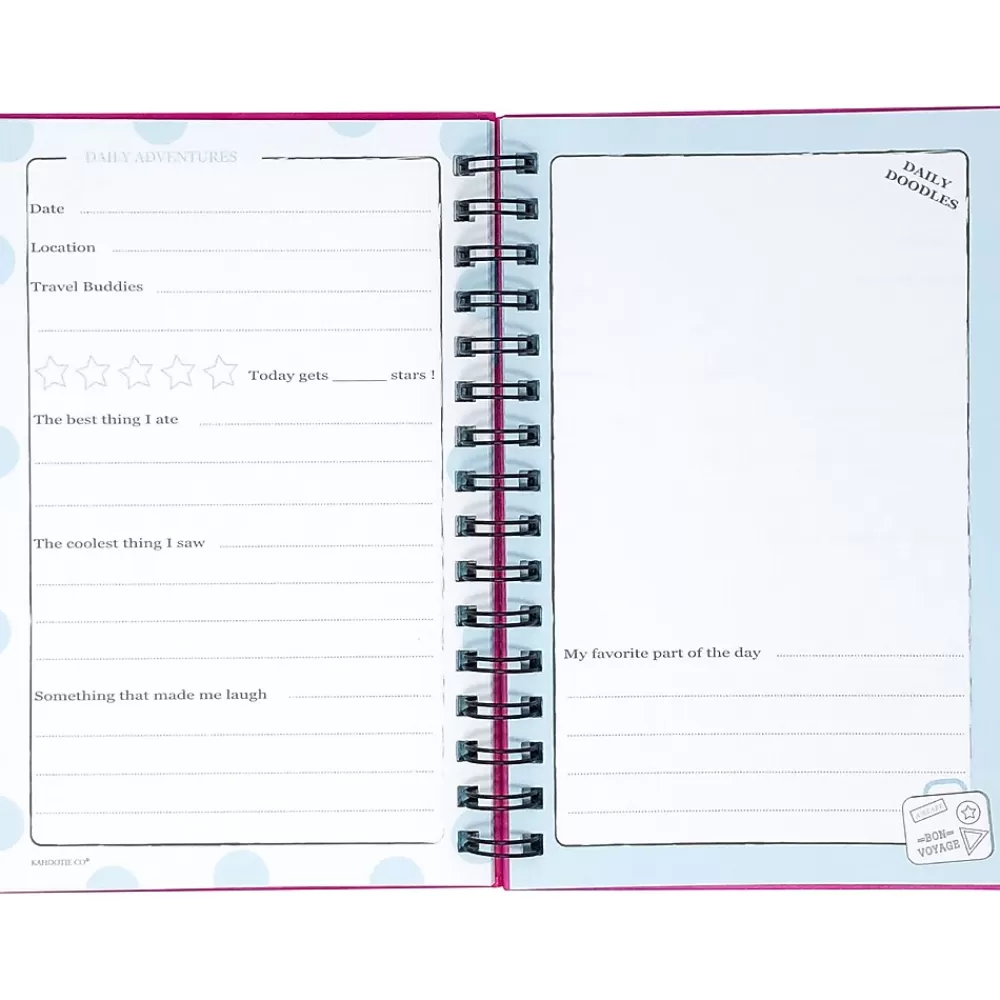 Kahootie Co. Journals<Travel Journal For Kids Hardcover Journal, 5.5" x 8.5", Wide Ruled, Pink, 60 Pages (TRAVP-H)