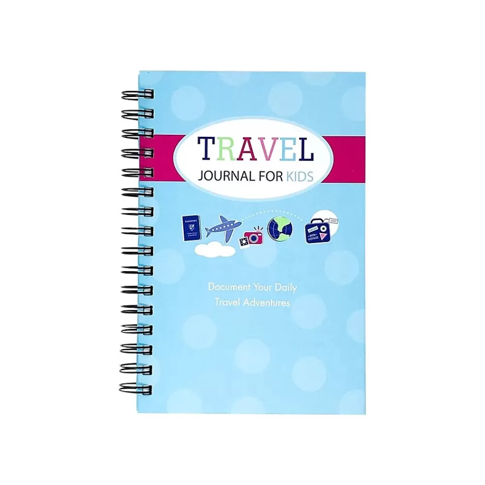 Kahootie Co. Journals<Travel Journal For Kids Hardcover Journal, 5.5" x 8.5", Wide Ruled, Pink/Teal, 60 Pages (TRAVTP-H)