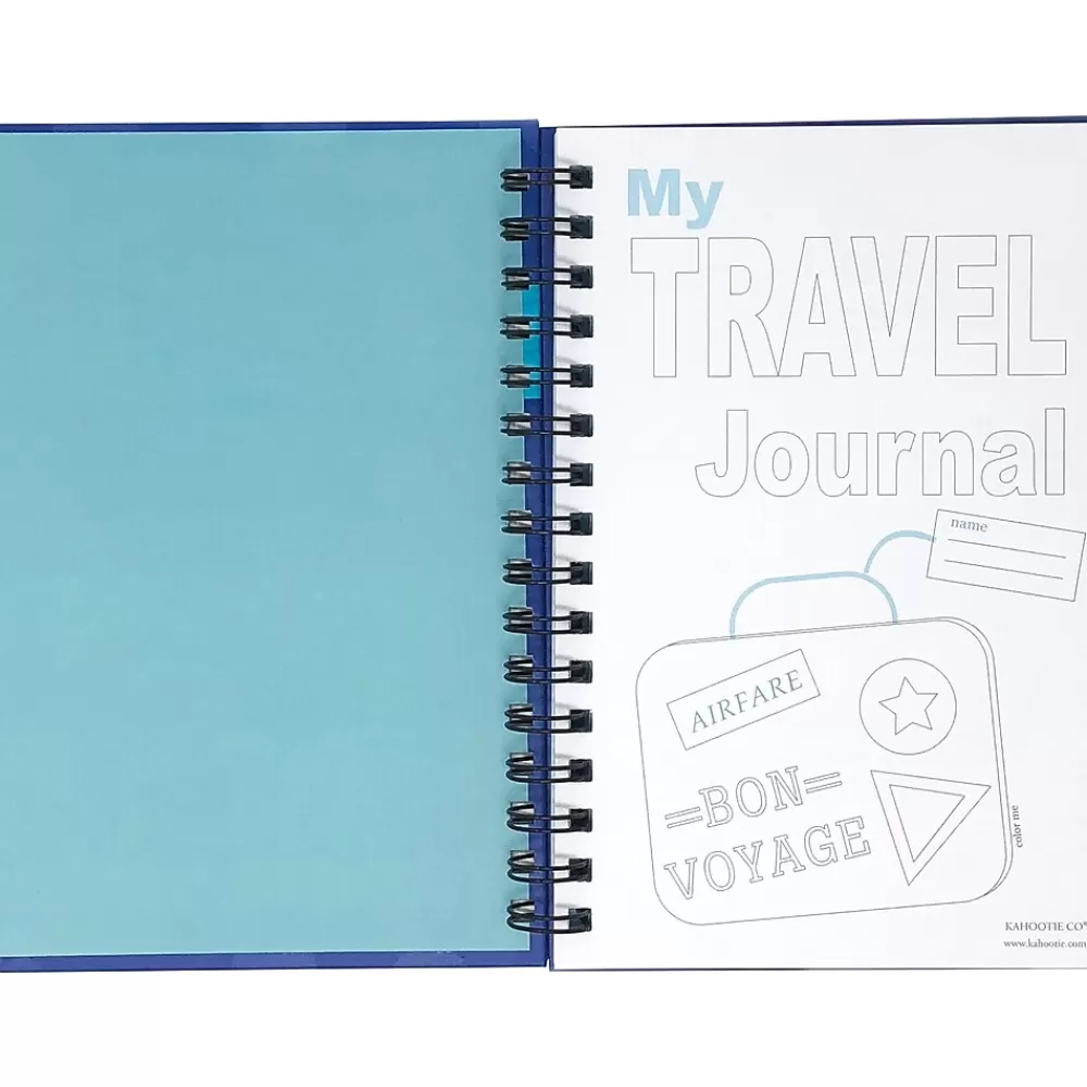 Kahootie Co. Journals<Travel Journal For Kids Hardcover Journal, 5.5" x 8.5", Wide Ruled, Royal Blue, 60 Pages (TRAVB-H)