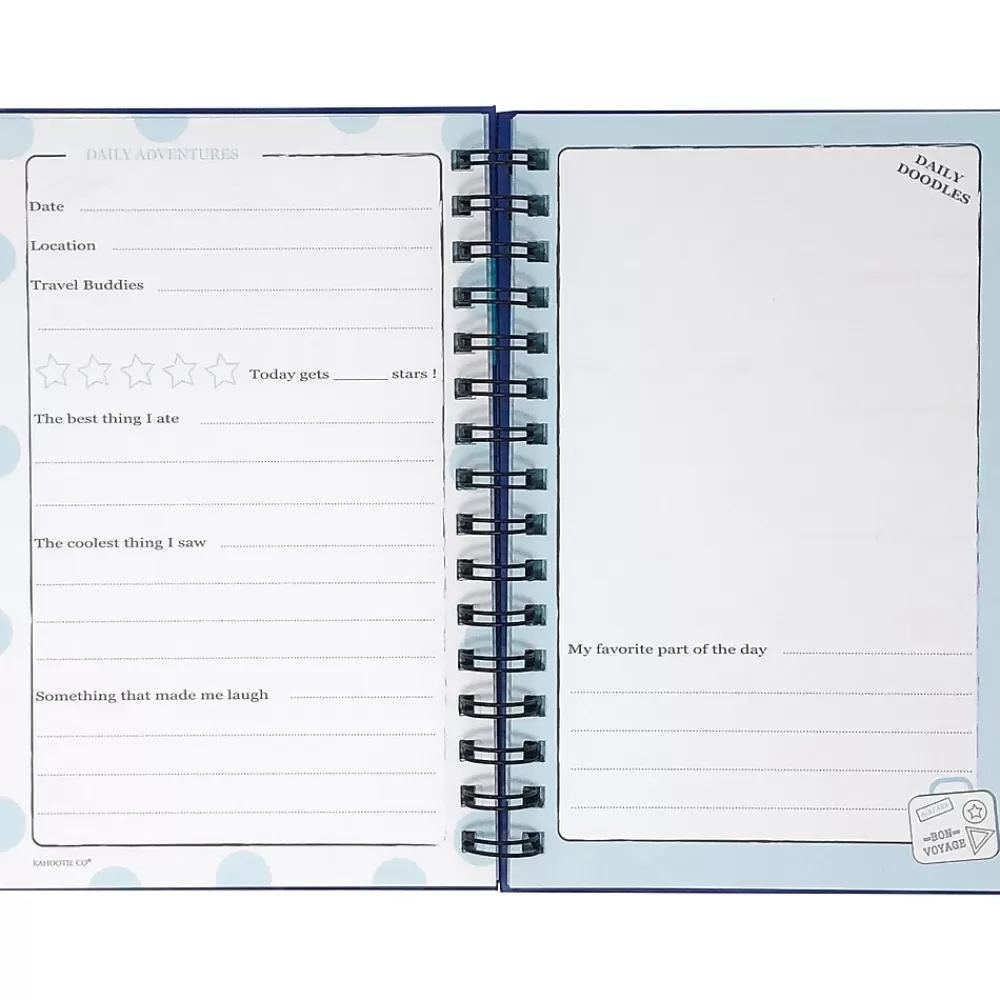 Kahootie Co. Journals<Travel Journal For Kids Hardcover Journal, 5.5" x 8.5", Wide Ruled, Royal Blue, 60 Pages (TRAVB-H)