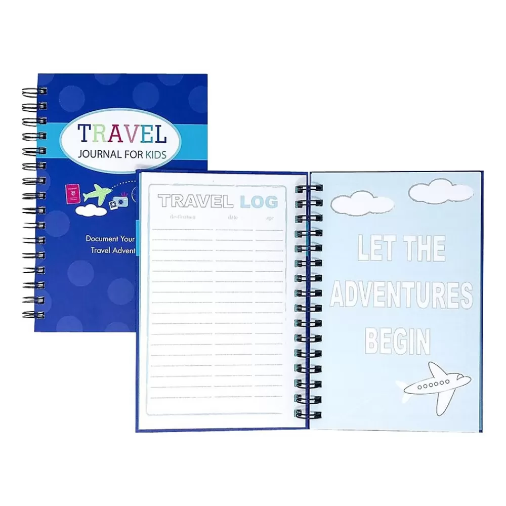 Kahootie Co. Journals<Travel Journal For Kids Hardcover Journal, 5.5" x 8.5", Wide Ruled, Royal Blue, 60 Pages (TRAVB-H)