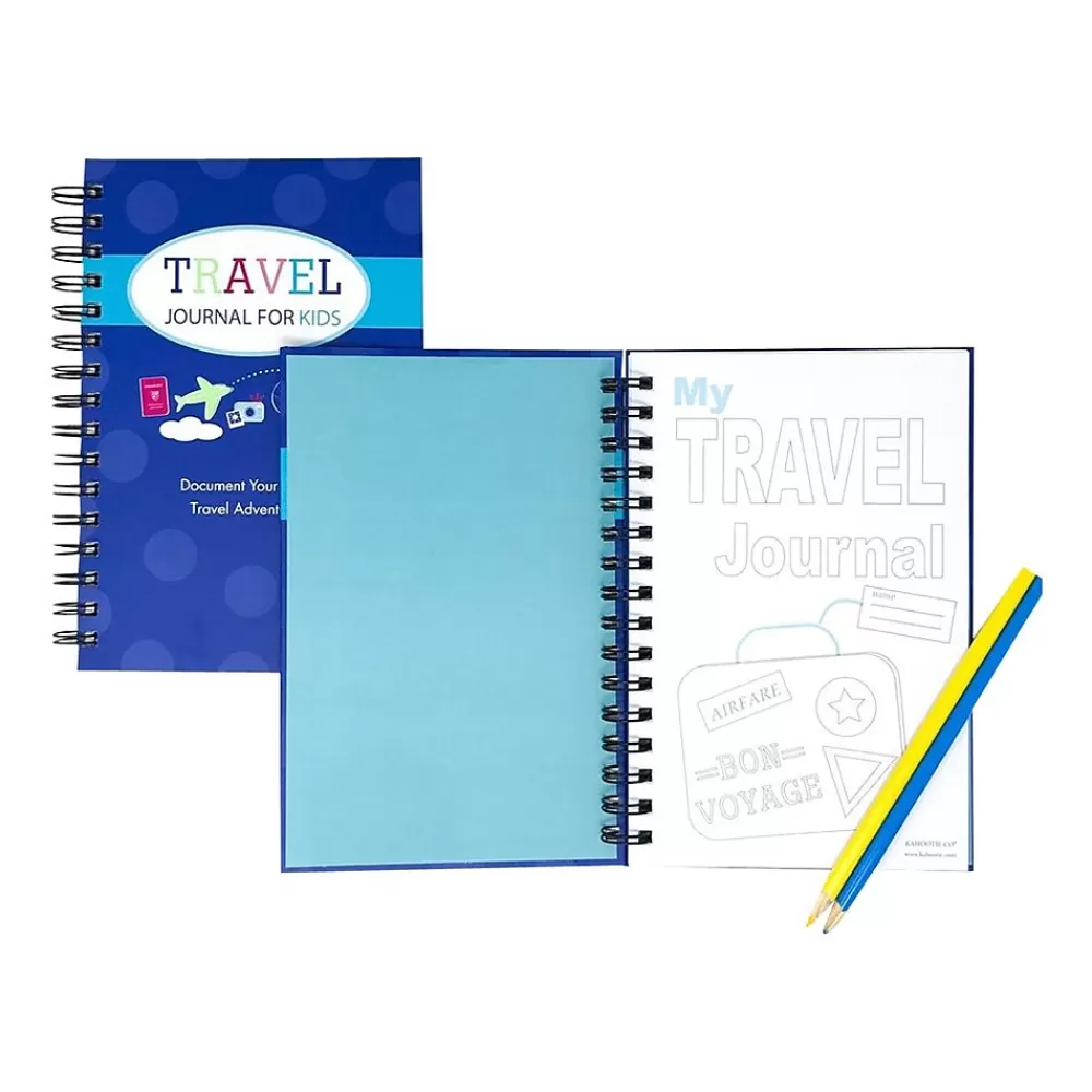 Kahootie Co. Journals<Travel Journal For Kids Hardcover Journal, 5.5" x 8.5", Wide Ruled, Royal Blue, 60 Pages (TRAVB-H)