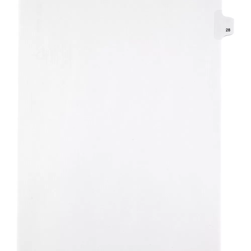 Kleer-Fax Dividers<Side-Tab Legal Index Dividers, Number 28, White, Letter, 25/Pk