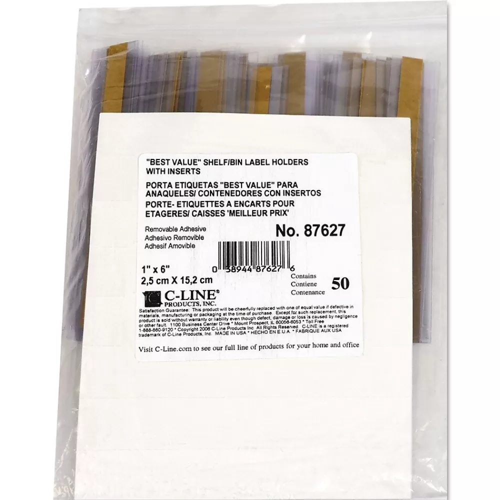 C-Line Labels<Label Holders, 1" x 6", 50 /Pack (CLI87627)