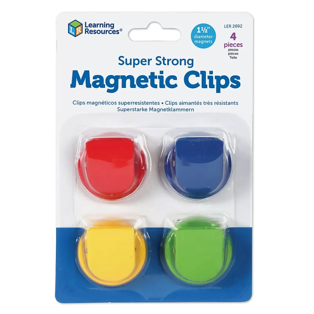 Learning Resources Clips & Fasteners<Super Strong Magnetic Clips 1.5" in Diameter, Assorted, Pack of 4 (LER2692)