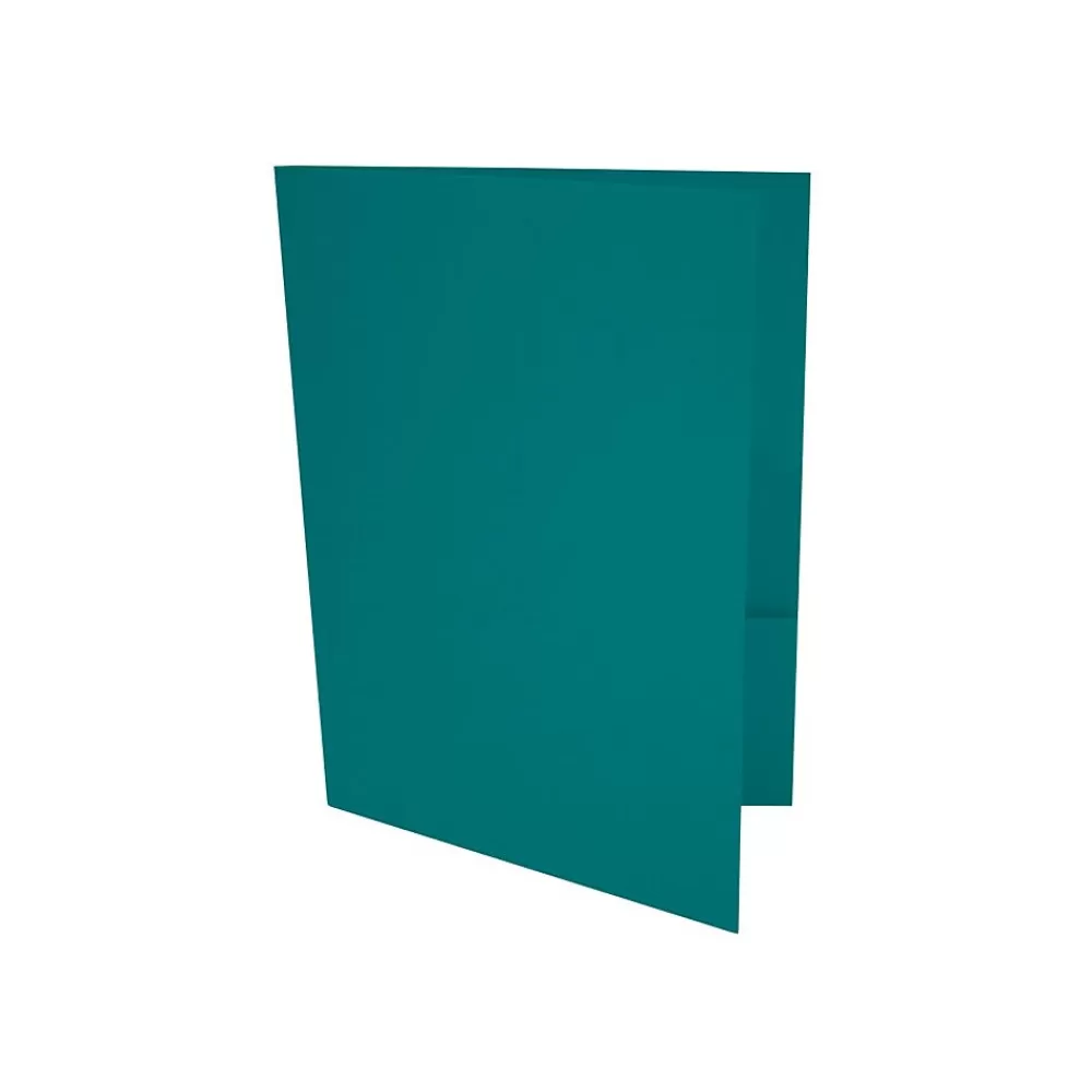 LUX Pocket Folders<9 x 12 Presentation Folders, Standard Two Pocket, Teal, 100/Pack (-PF-25-100)