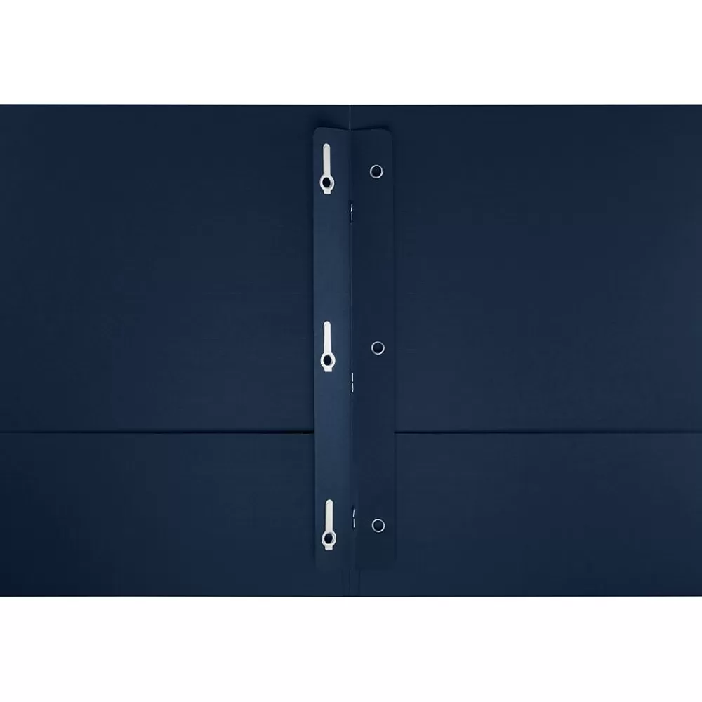 LUX Pocket Folders<9 x 12 Presentation Folders, Standard Two Pocket w/ Brads, Dark Blue Linen, 250/Pack (SF101546TANG250)
