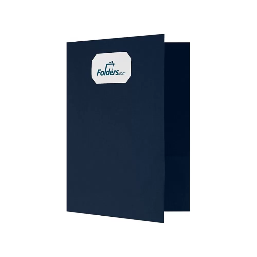 LUX Pocket Folders<9 x 12 Presentation Folders, Standard Two Pocket w/ Front Cover Card Slit, Deep Blue Linen, 50/Pack (OR144DDBLU10050)