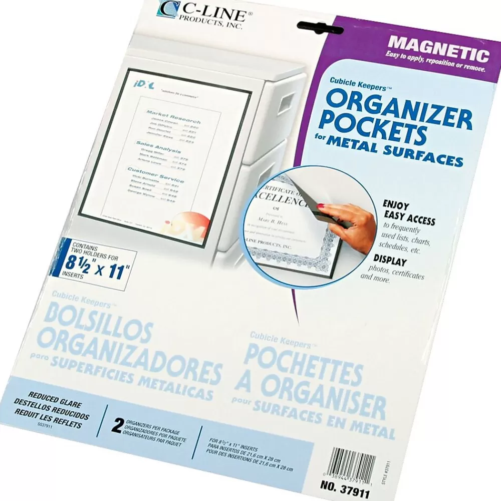 C-Line Sheet Protectors<Magnetic Cubicle Keepers®, Clear Polypropylene, 8 1/2" x 11"