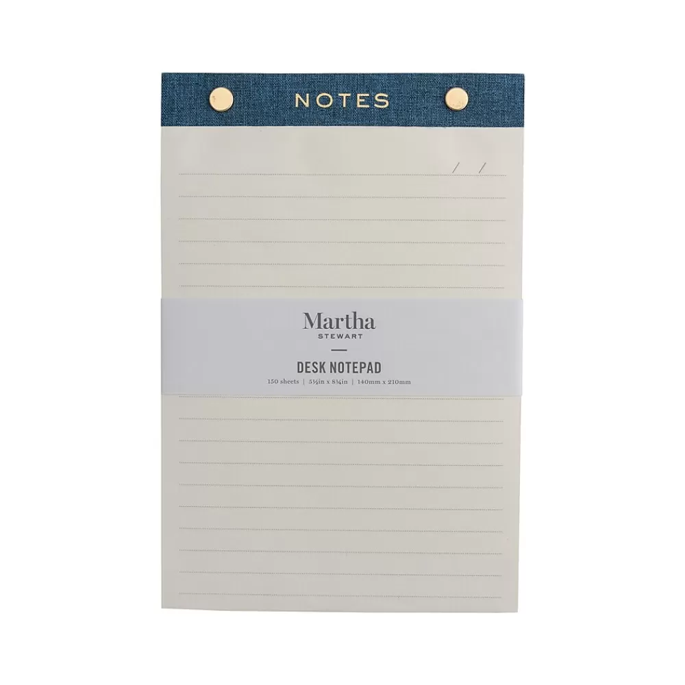 Martha Stewart Notepads<Desk Notepad, Wide-Ruled, 5.5" x 8.25", Navy, 150 Sheets/Pad (MS110G)