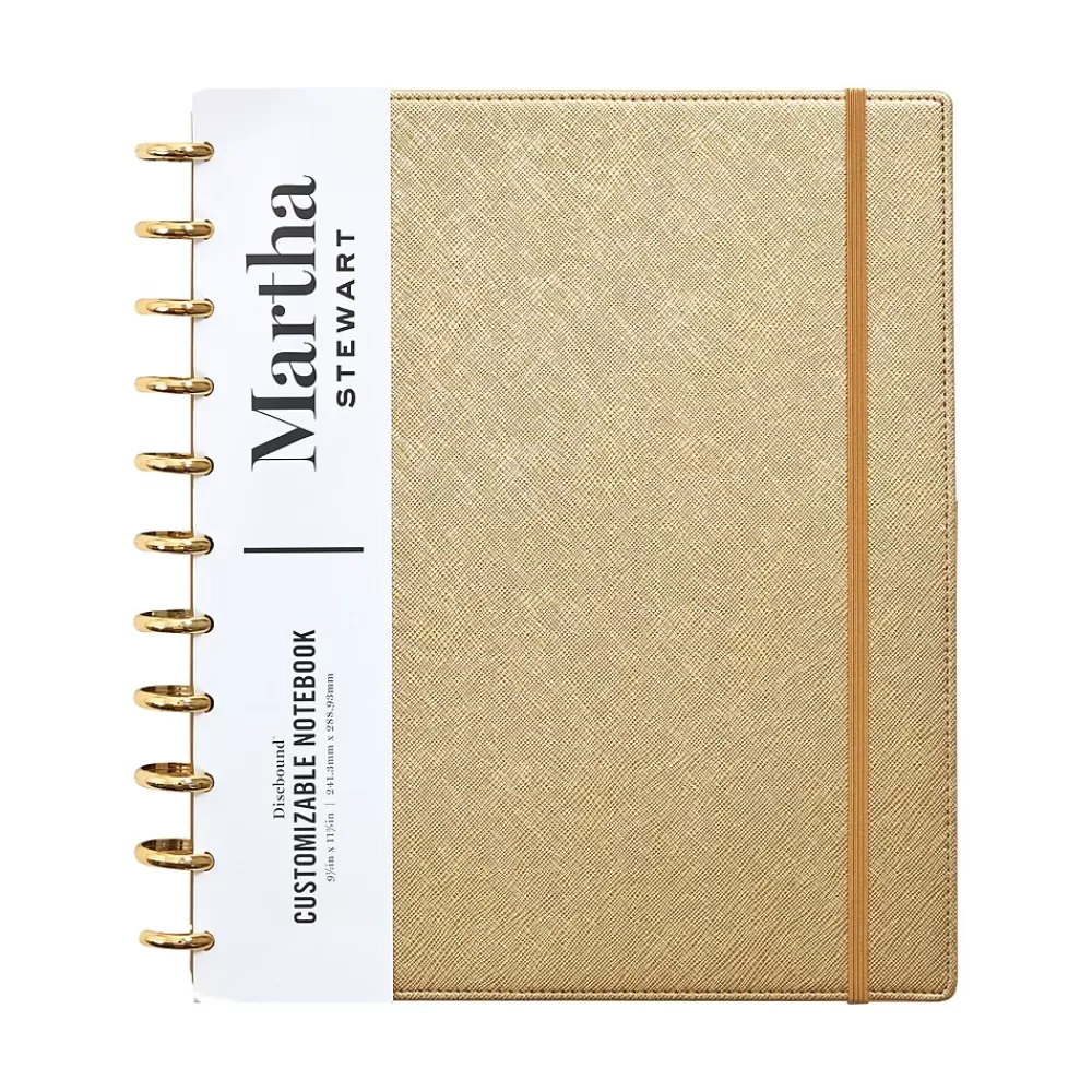 Martha Stewart Notebooks<Discbound Professional Notebook, 9.25" x 11.25", 120 Sheets, Gold (MS102J)