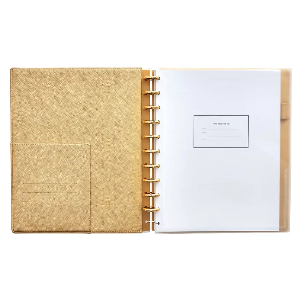 Martha Stewart Notebooks<Discbound Professional Notebook, 9.25" x 11.25", 120 Sheets, Gold (MS102J)