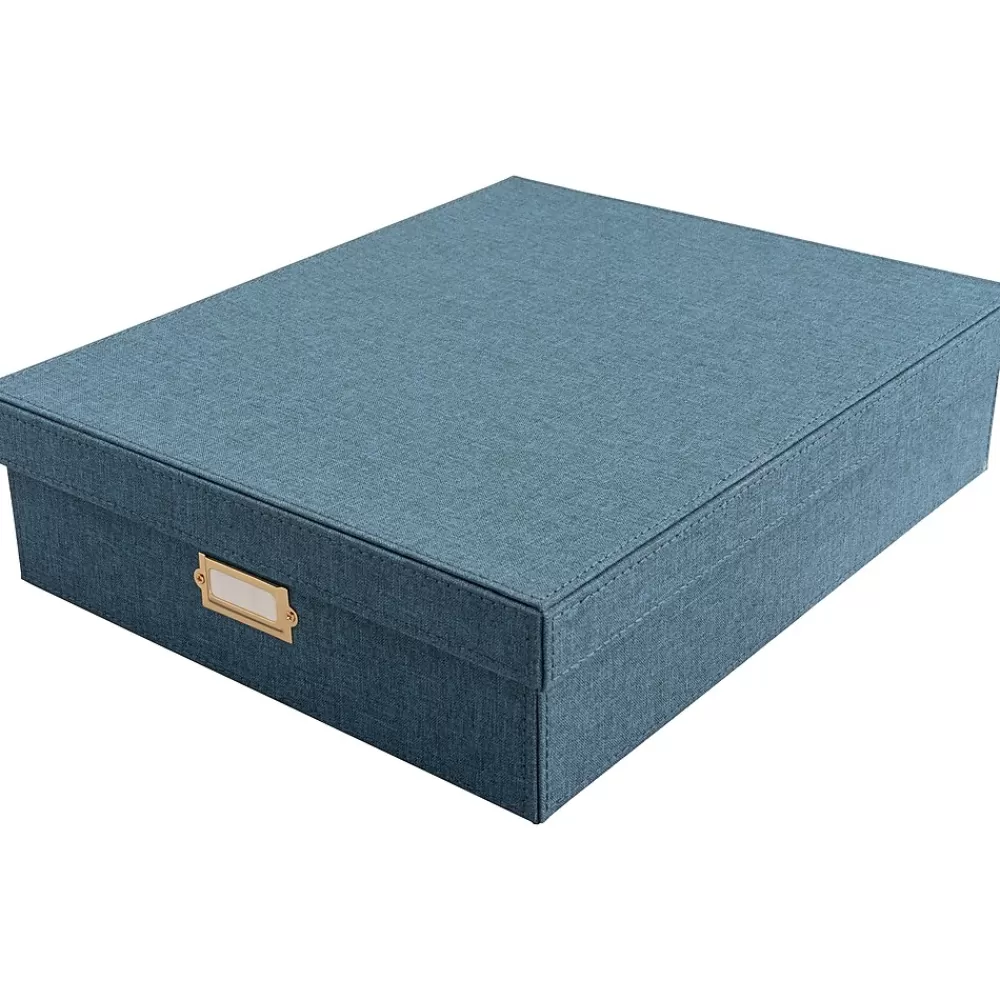 Martha Stewart File Storage<Document Box, Navy Faux Leather (MS110F)