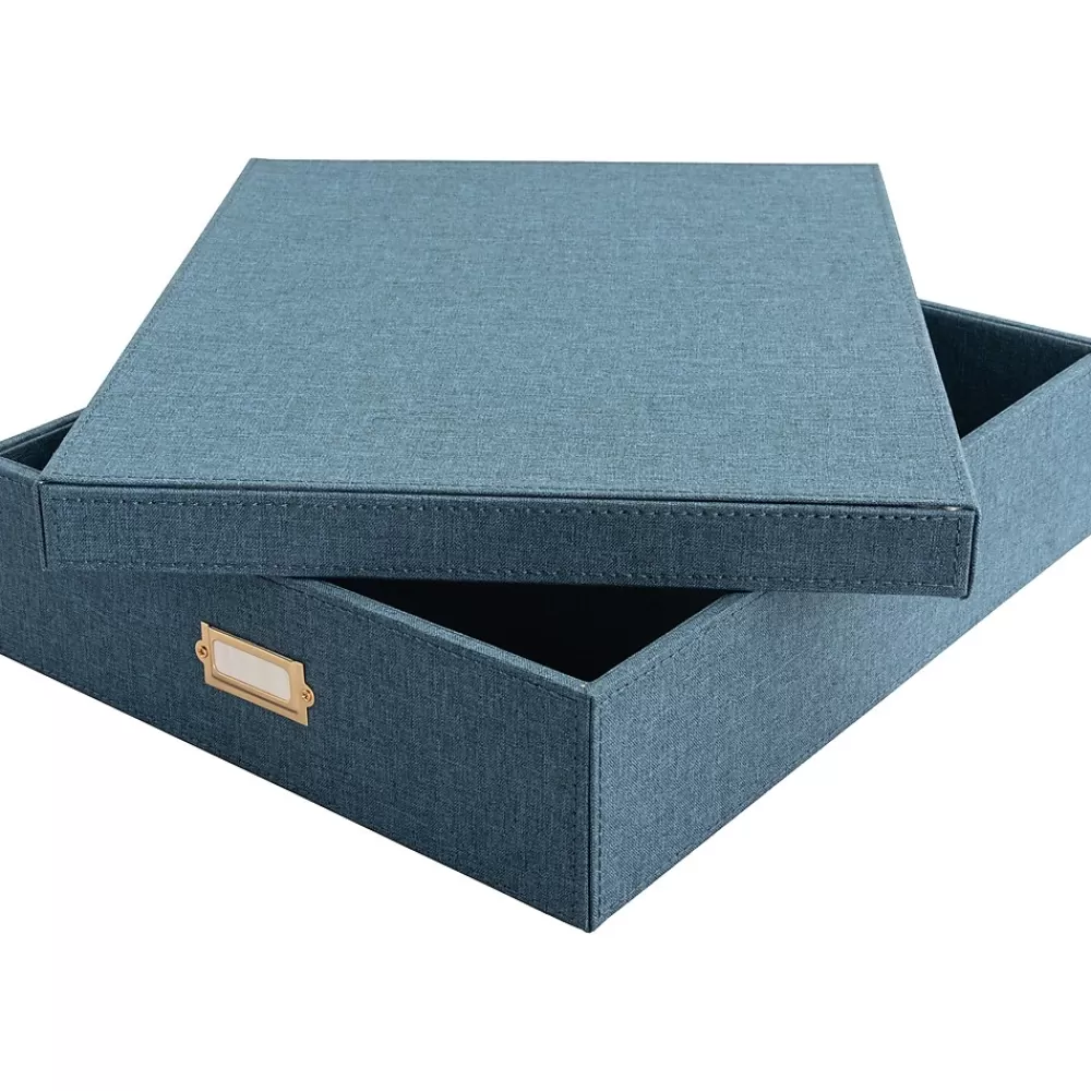 Martha Stewart File Storage<Document Box, Navy Faux Leather (MS110F)