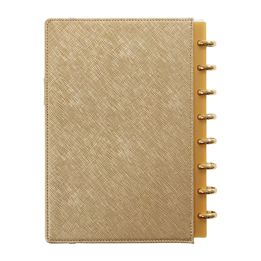 Martha Stewart Notebooks<Gold Faux Leather Junior Discbound Notebook (MS102F)
