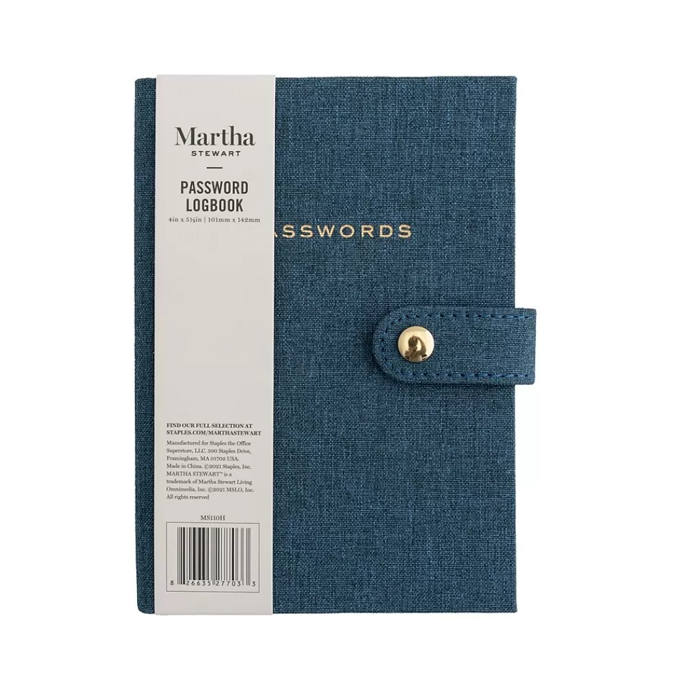 Martha Stewart Notebooks<Password Book, 4" x 5.5", Ruled, 72 Sheets, Navy (MS110H)