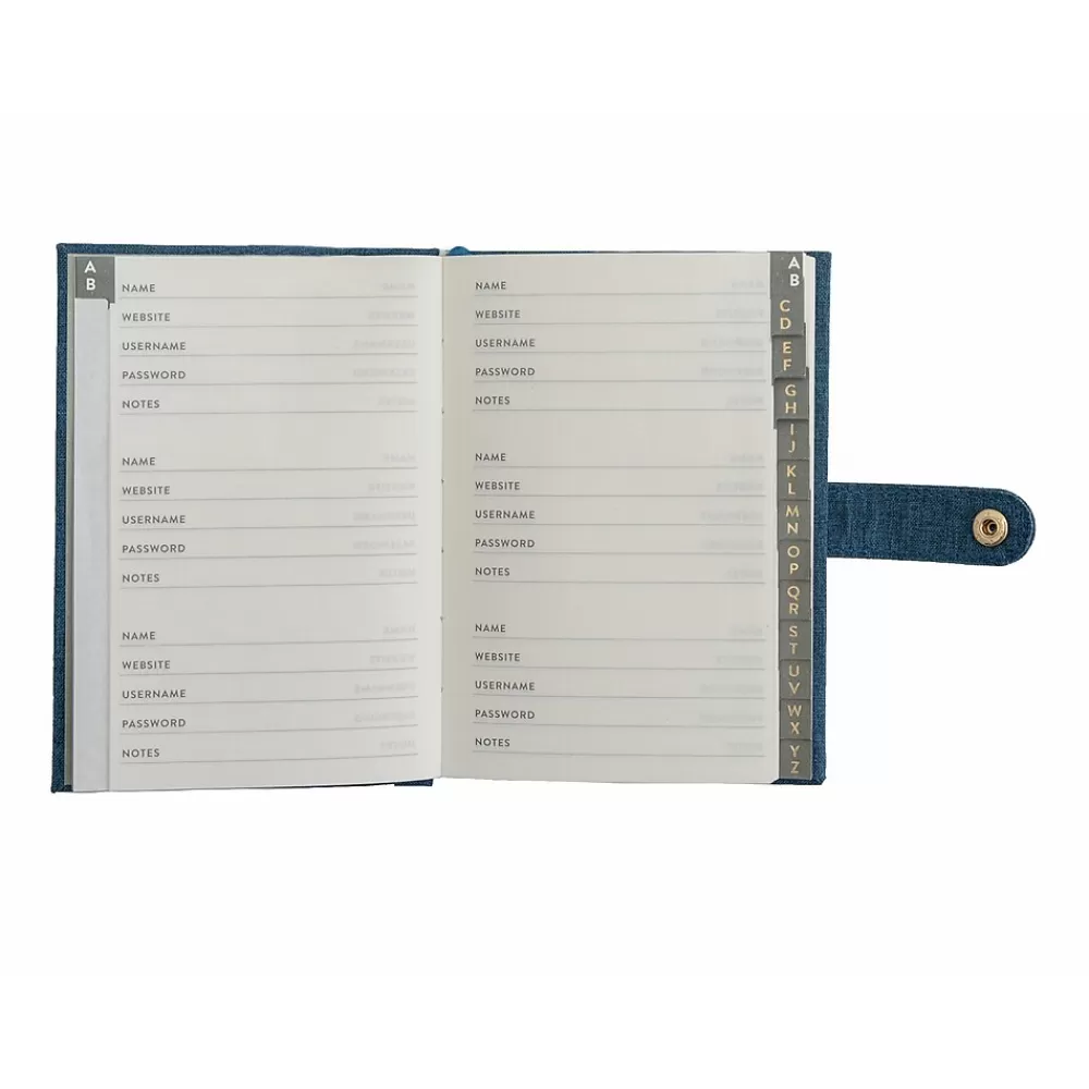 Martha Stewart Notebooks<Password Book, 4" x 5.5", Ruled, 72 Sheets, Navy (MS110H)
