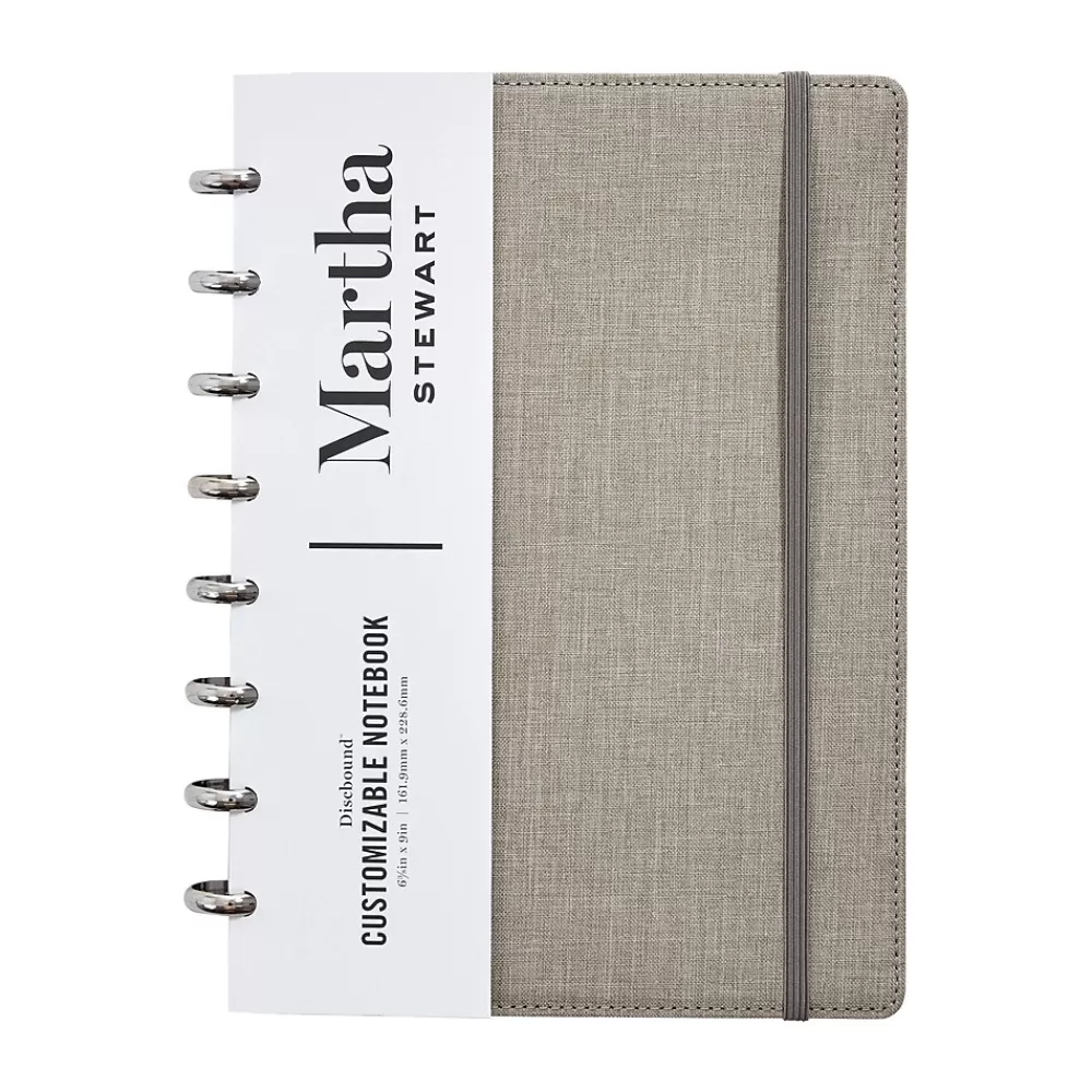 Martha Stewart Subject Notebooks<1-Subject Customizable Notebook, 6.375" x 9", College Ruled, 60 Sheets, Gray/Silver (MS102E)