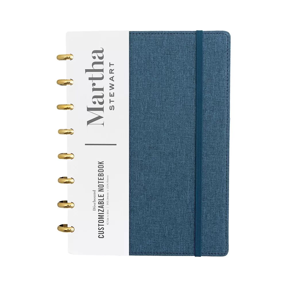 Martha Stewart Notebooks<1-Subject Customizable Notebook, 6.38" x 9", Narrow Ruled, 60 Sheets, Blue (MS110P)