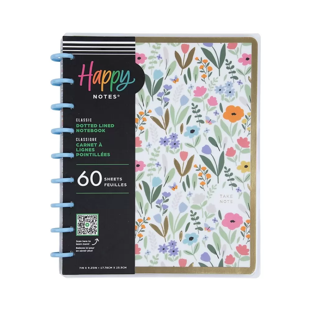 Me & My Big Ideas Notebooks<Happy Notes Soft Florals Notebook, 7" x 9.25", Dotted, 60 Sheets, Multicolor (NPC-070)